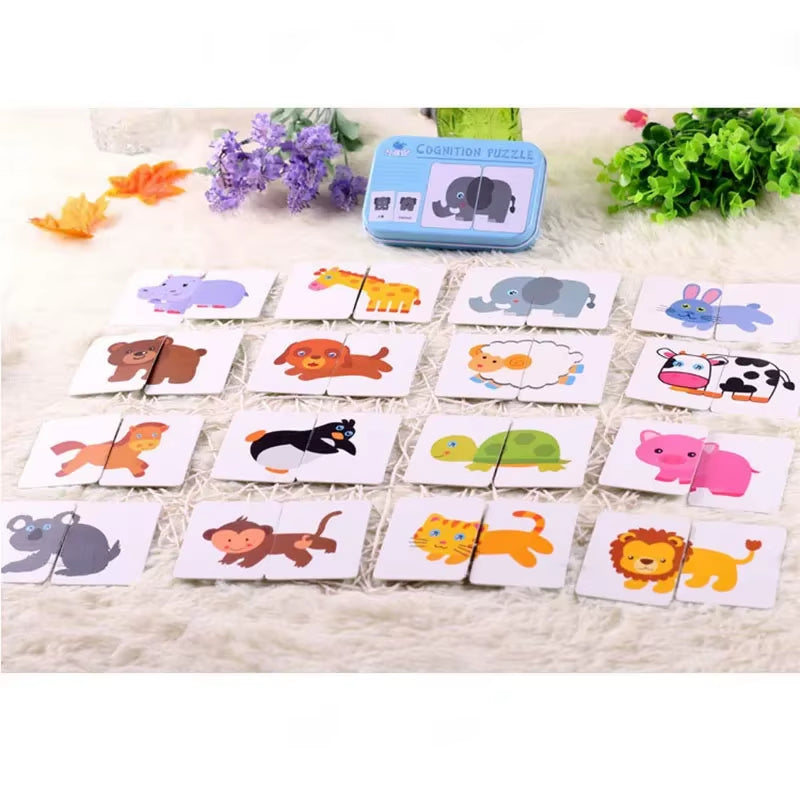 Baby Puzzle Montessori Educational Toys Wood 3D Puzzle Games Iron Box Children Puzzles Jigsaw Wooden Puzzles for Kids 2 3 4 Year