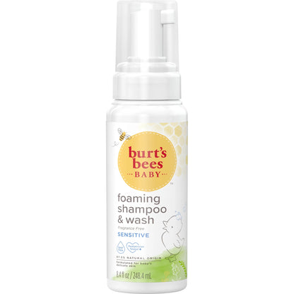 Baby Sensitive Foaming Shampoo and Wash, Fragrance Free, Tear Free, 8.4 Fluid Ounces