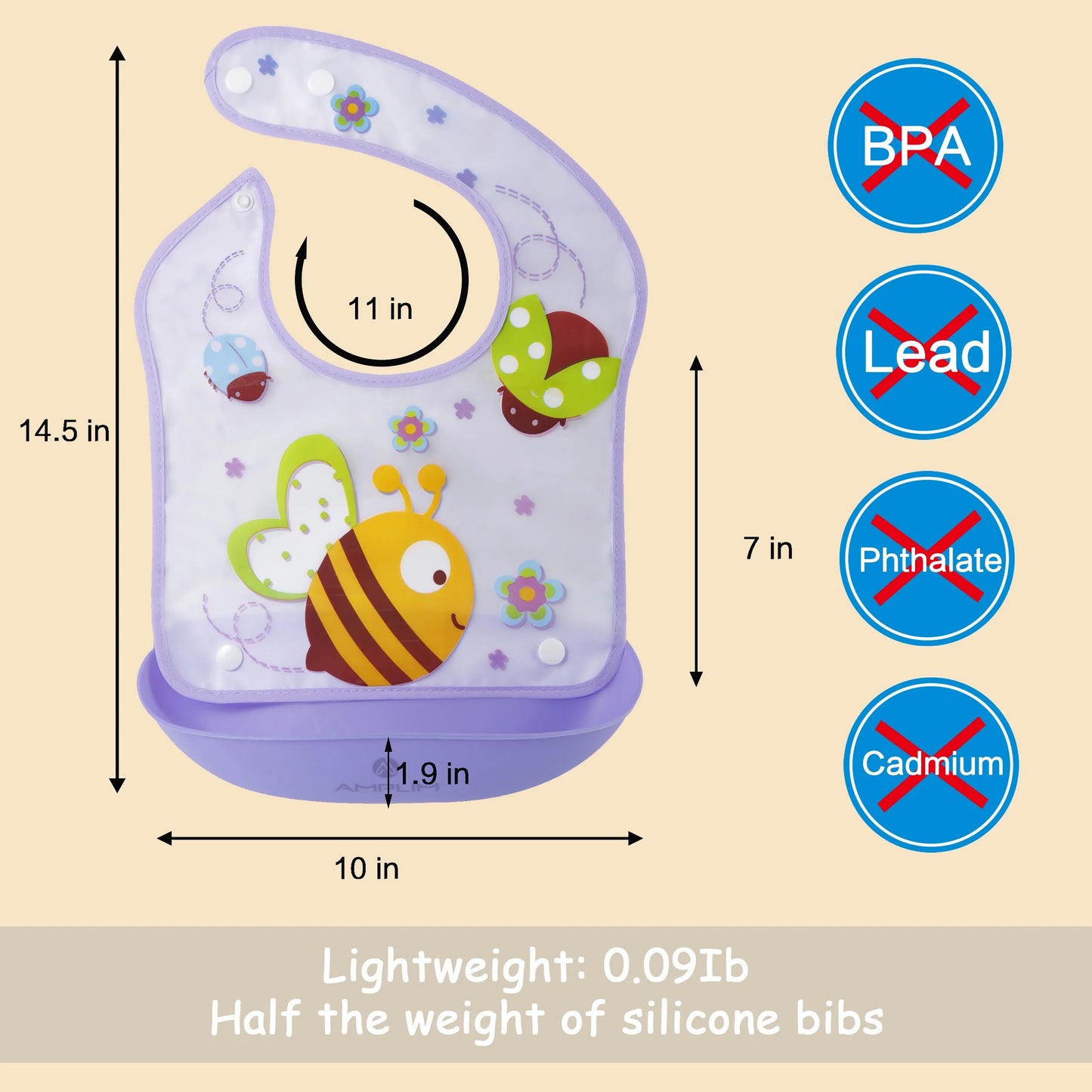 Waterproof Baby Bibs, Infant, 3 Piece