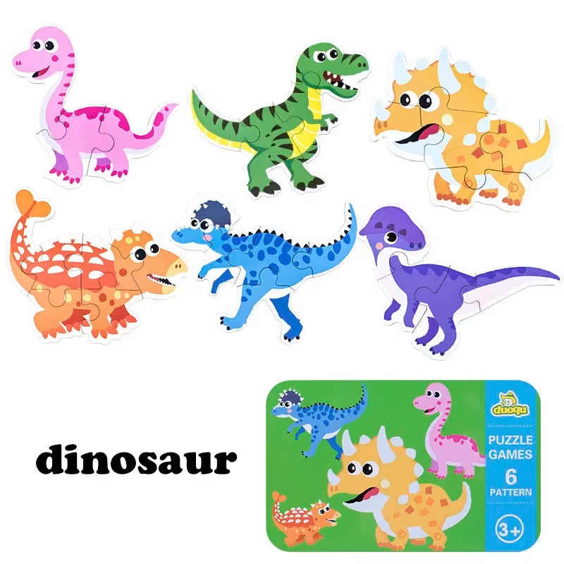 Baby Puzzle Montessori Educational Toys Wood 3D Puzzle Games Iron Box Children Puzzles Jigsaw Wooden Puzzles for Kids 2 3 4 Year