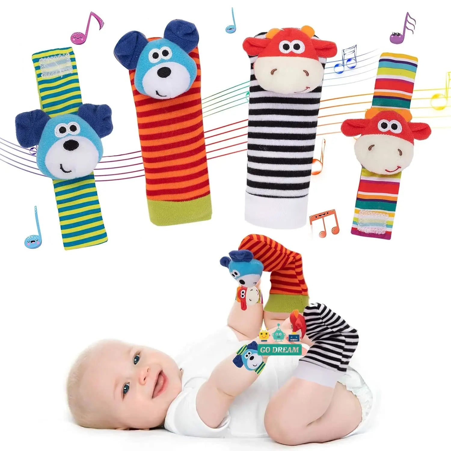 Baby Infant Wrist Rattle Socks Toys 0-12 Month Girl Boy Learning Toy Early Educational Development Cute Toddlers Sensory Gifts