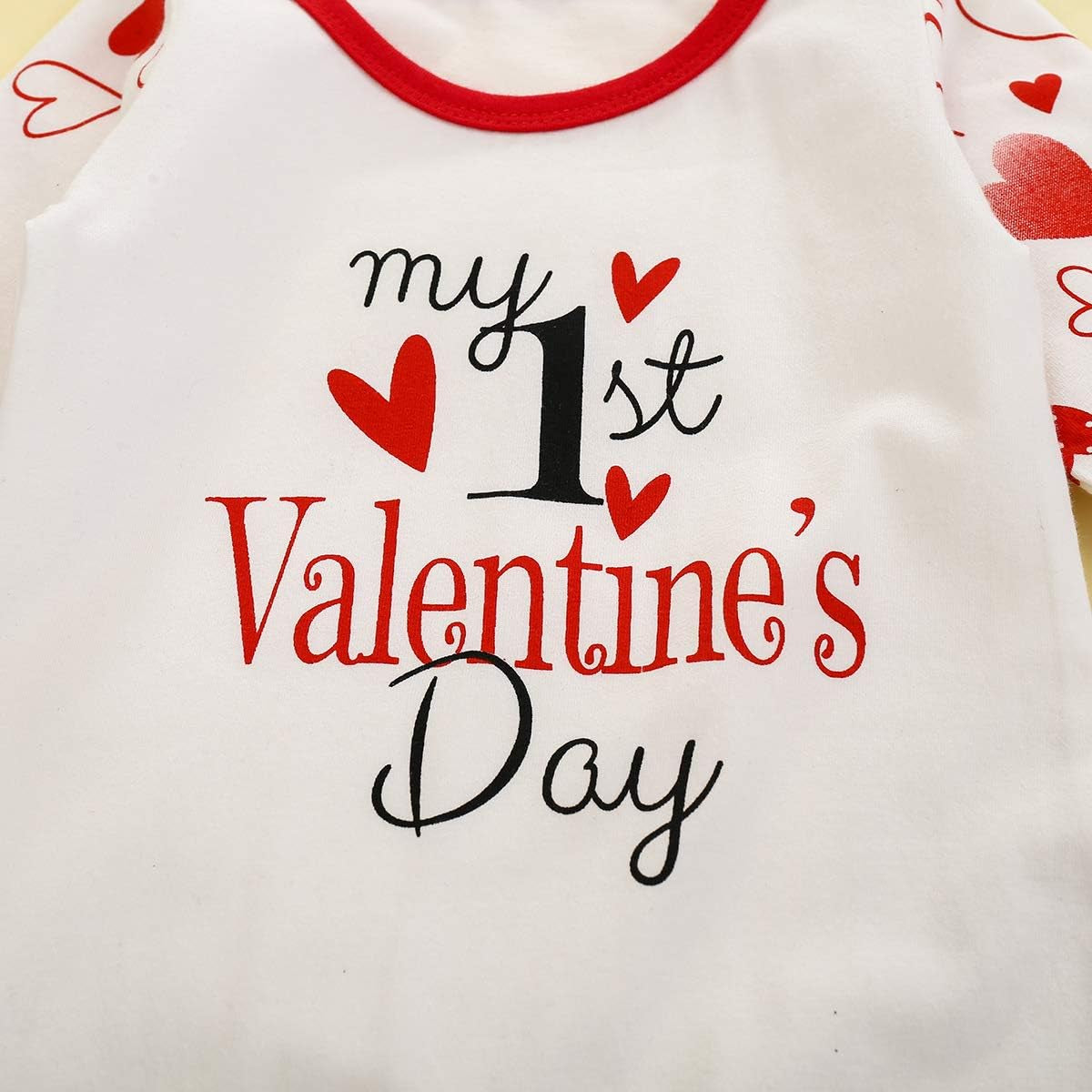 Newborn Baby Girls Valentines Outfits My First Valentine'S Day Romper Bodysuit Jumpsuit Clothes Set 0-24M