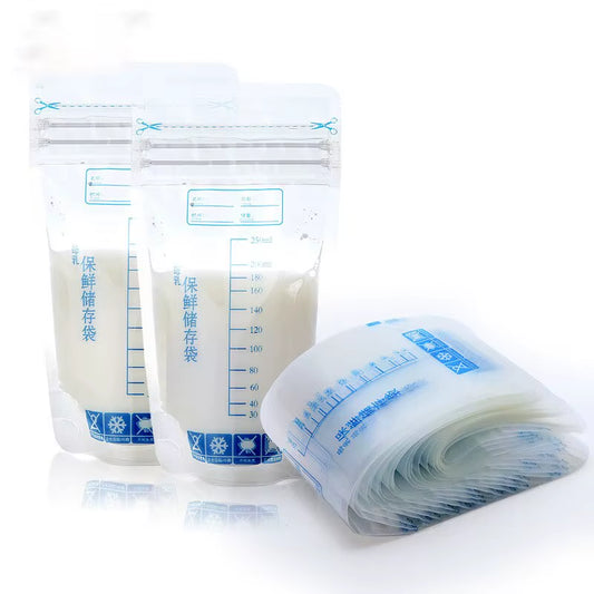 Breastmilk Storage Bag with 250Ml Self Standing Baby Food Storage Containers No Leak Milk Freezer Bags Safe Feed BPA Free 30Pcs