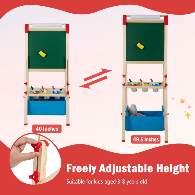 3-In-1 Double-Sided Adjustable Kid Easel for 3-8 Years Old Toddlers