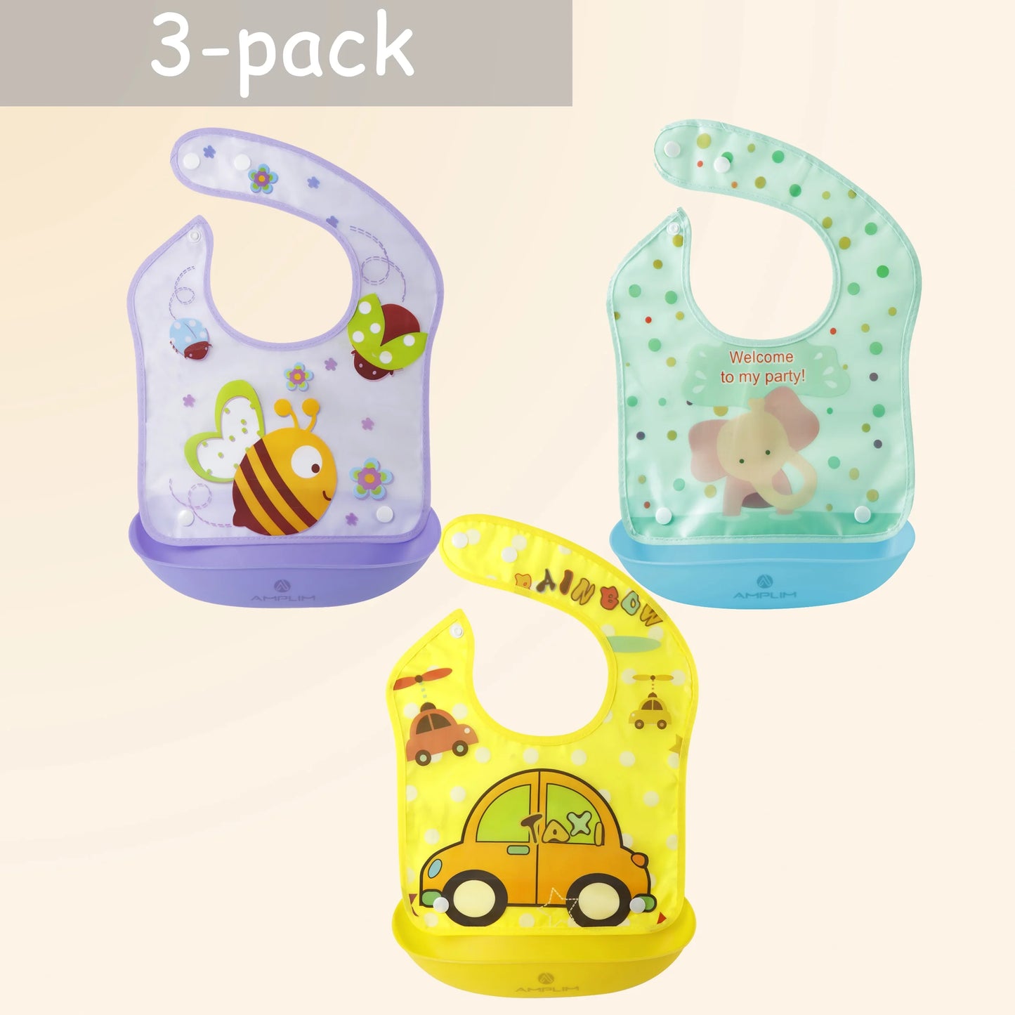 Waterproof Baby Bibs, Infant, 3 Piece