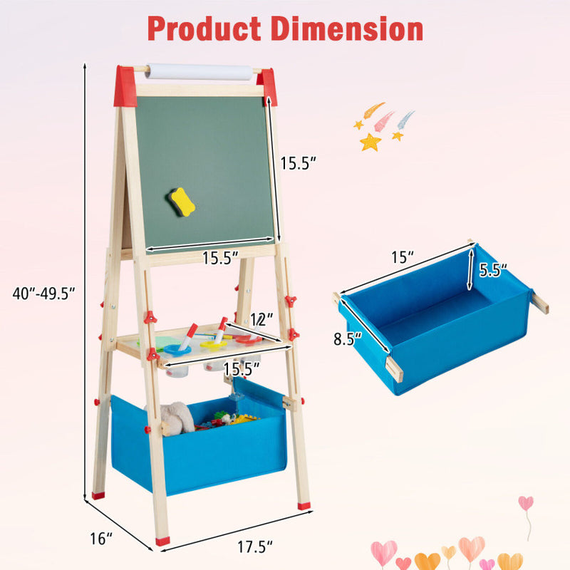 3-In-1 Double-Sided Adjustable Kid Easel for 3-8 Years Old Toddlers