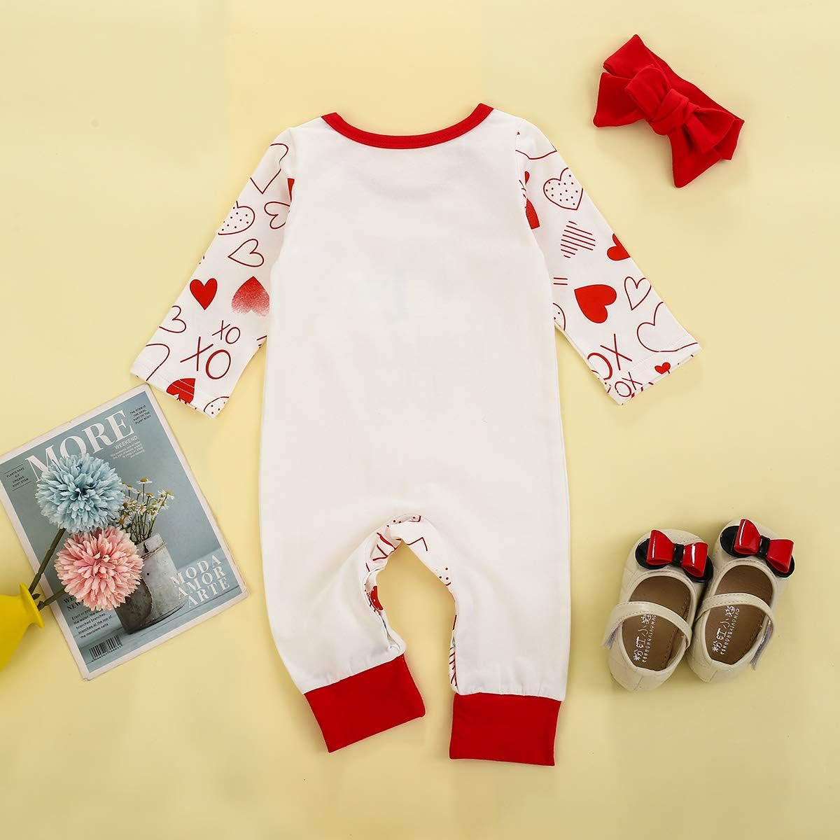 Newborn Baby Girls Valentines Outfits My First Valentine'S Day Romper Bodysuit Jumpsuit Clothes Set 0-24M