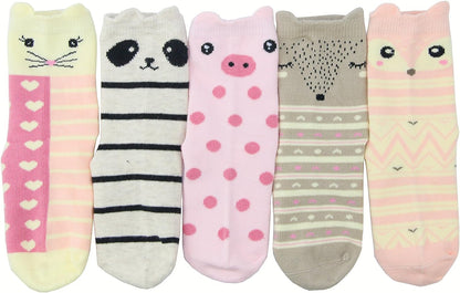 Kids Toddler Big Little Girls Fashion Cotton Crew Cute Socks -5 Pairs