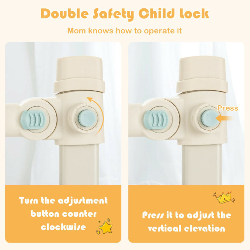 Vertical Lifting Baby Bedrail Guard with Double Safety Child Lock